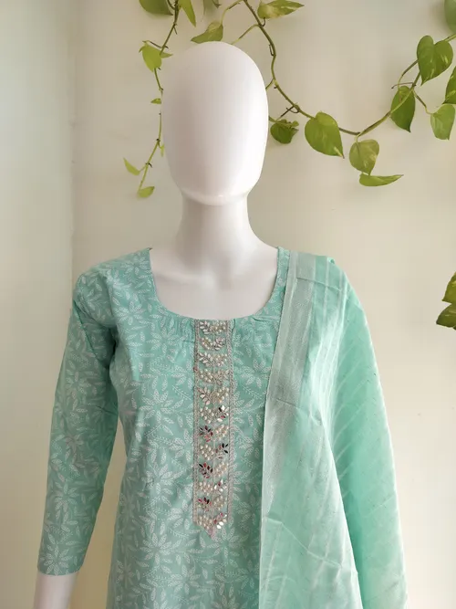 Khadi Cotton Salwar Set - Pastel Green